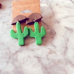 Cactus polymer clay earring